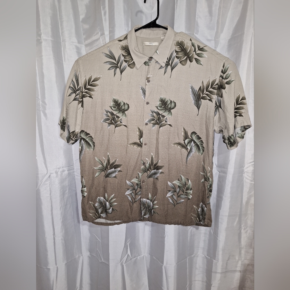 Moda CAMPIA Moda Hawaiian Shirt Men's XXL Short Sleeve Button Up Floral Two Tone